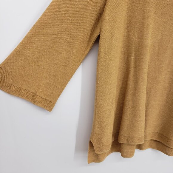 J. Jill Linen Blend Lightweight Pullover Sweater MP Womens 3/4 Sleeves Camel Tan - Picture 7 of 8